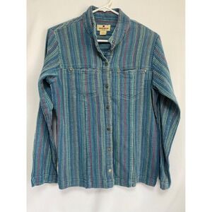 Woolrich Women's Long Sleeve Snap‎ Button Multicolor Size M 100% Cotton Texture